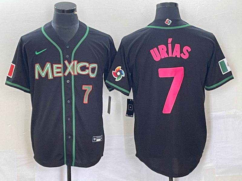 Men 2023 World Cub Mexico #7 Urias Black pink Nike MLB Jersey39